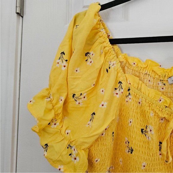 Yellow Floral Smocked Baby Doll Dress - Picture 6 of 7